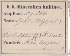 Etiketten zu Holzopal (NHMW-MIN-Ag843)